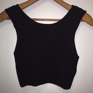 Black cropped wet seal top
